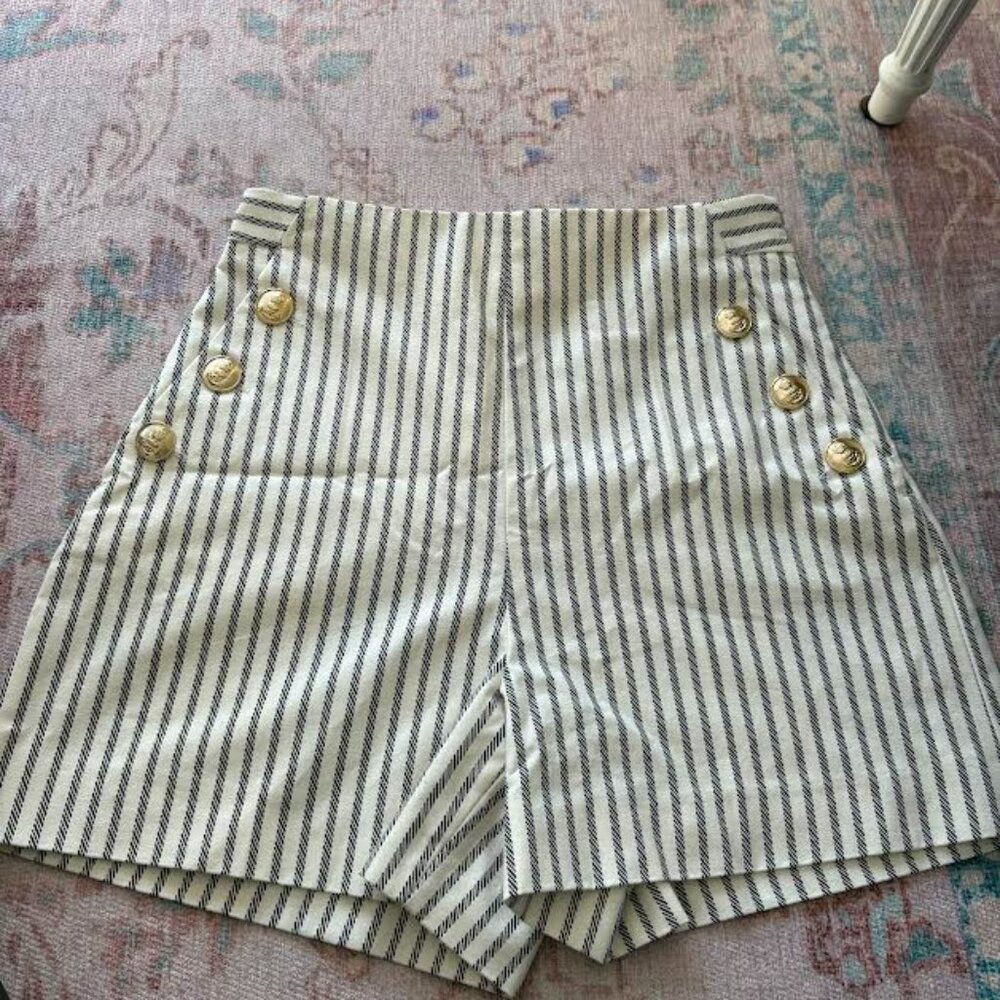 Zara Nautical High Waisted Shorts, Size Small